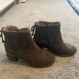Brown heeled zip up UGG boots